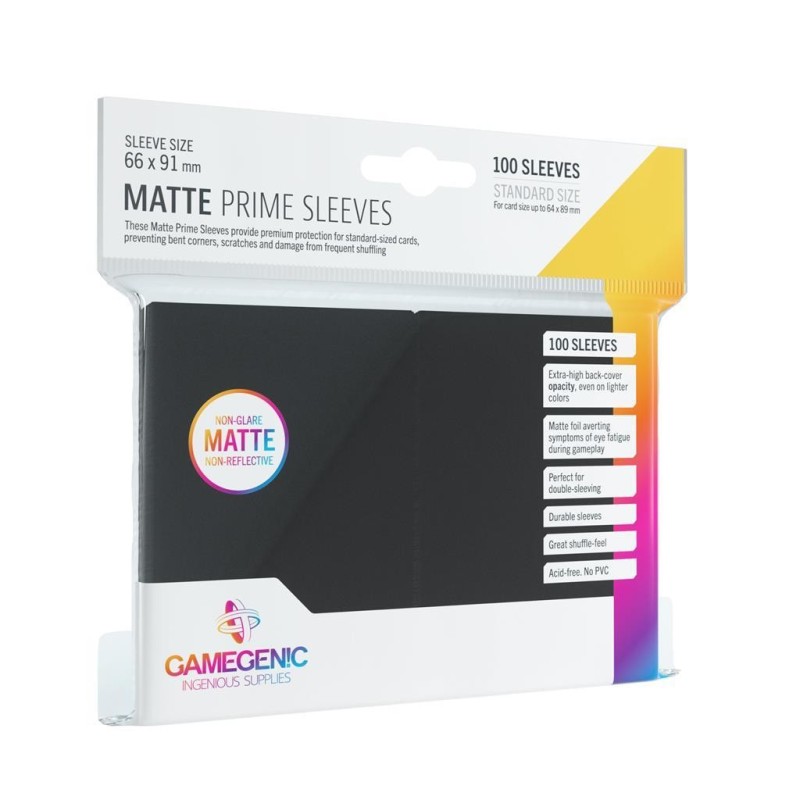 100 Fundas Gamegenic Matte Prime Standard Sleeves Negro 66x91