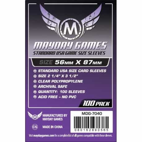 STANDARD USA GAME SIZE SLEEVES 56 MM X 87 MM (100 PACK)