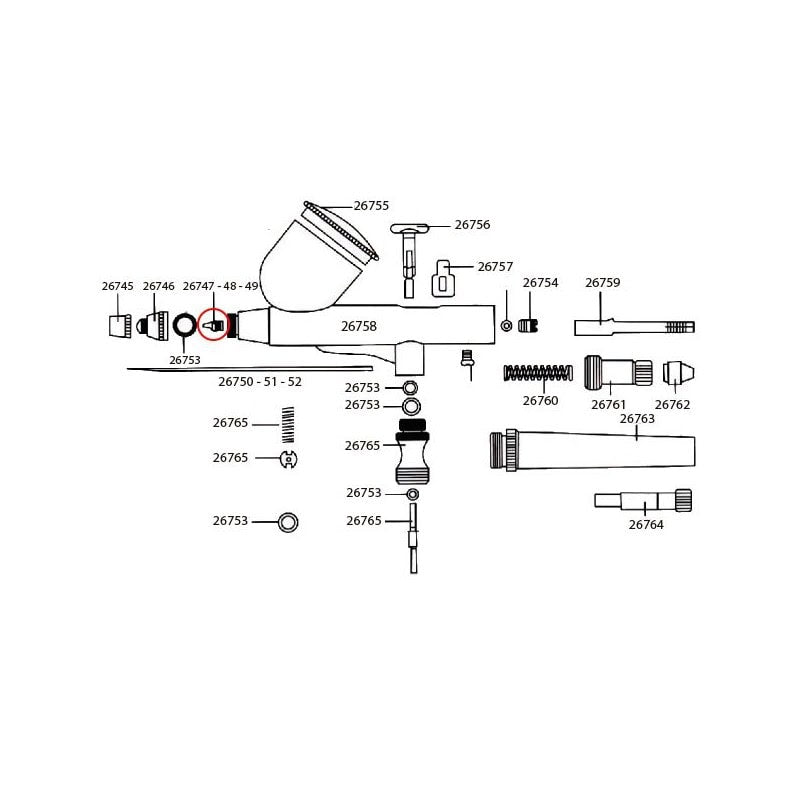 Obturador 0,3mm para aerógrafo D-102, D-103 y D-116 (26020, 26021, 26018 y 26022)